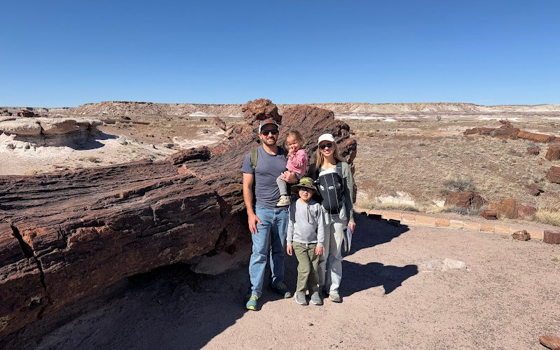 Johnson family in Petrified Forest National Park